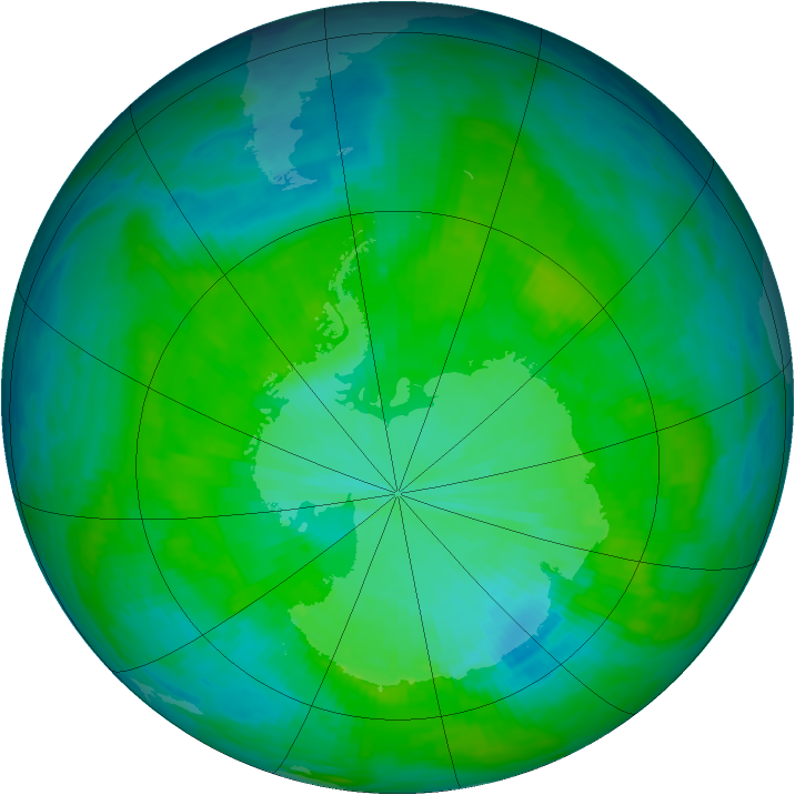 Antarctic ozone map for 16 December 1985